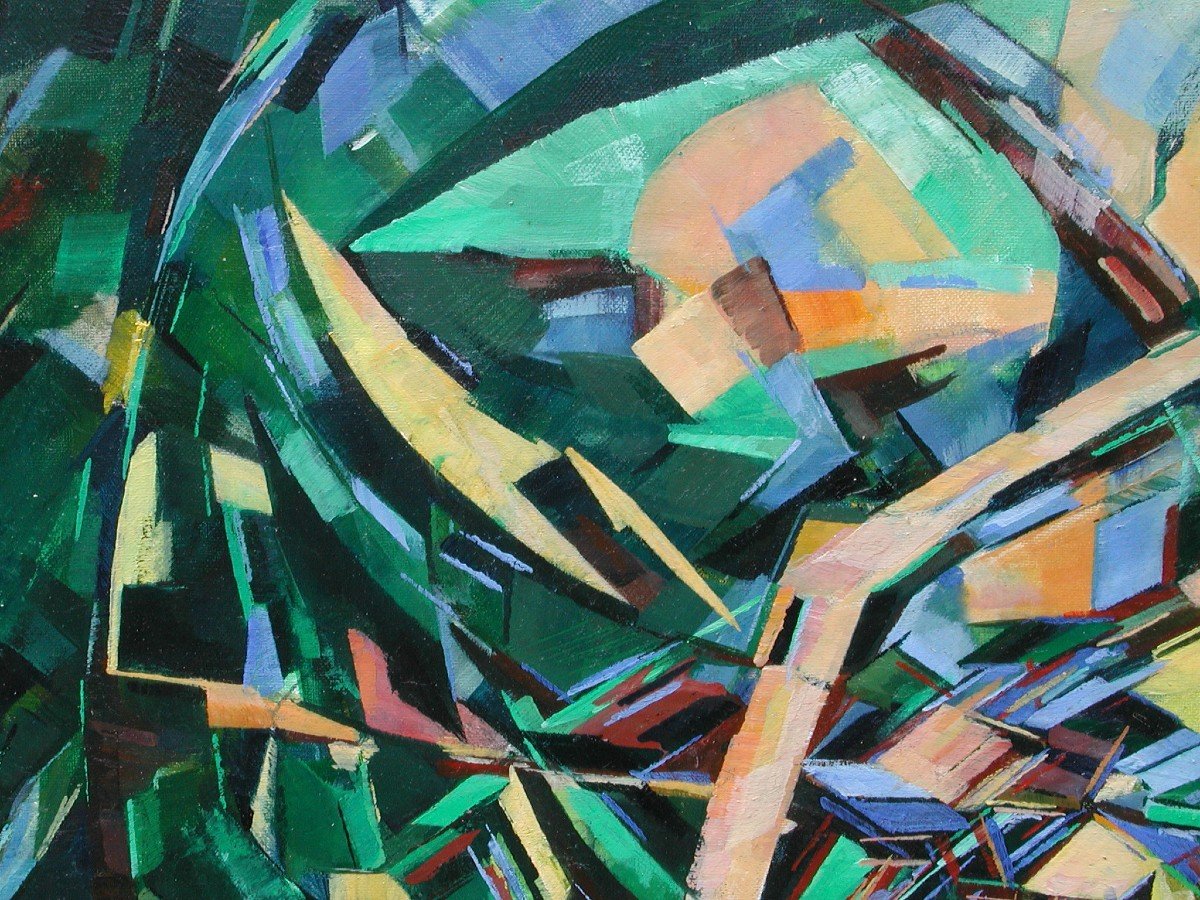 Signature OSU ? "Composition cubiste" huile sur toile 54x65-photo-1